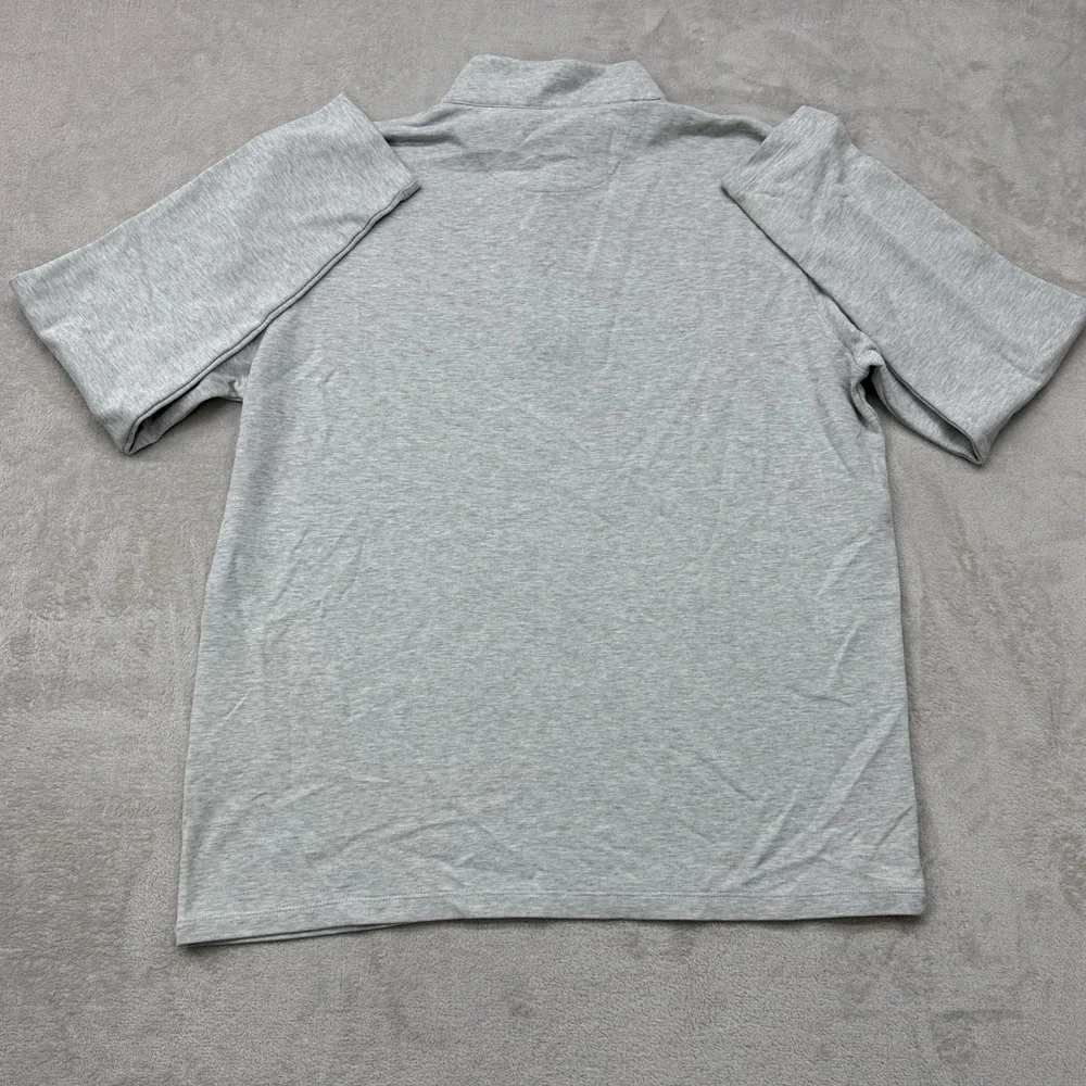 Mizzen+Main Quarter Zip Pullover Mens XL Grey Heathered Mock Neck Stretch Light